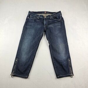 7 For All Mankind Roxanne Ankle Crop‎ Jeans Zipper Hem Dark Wash Size 30